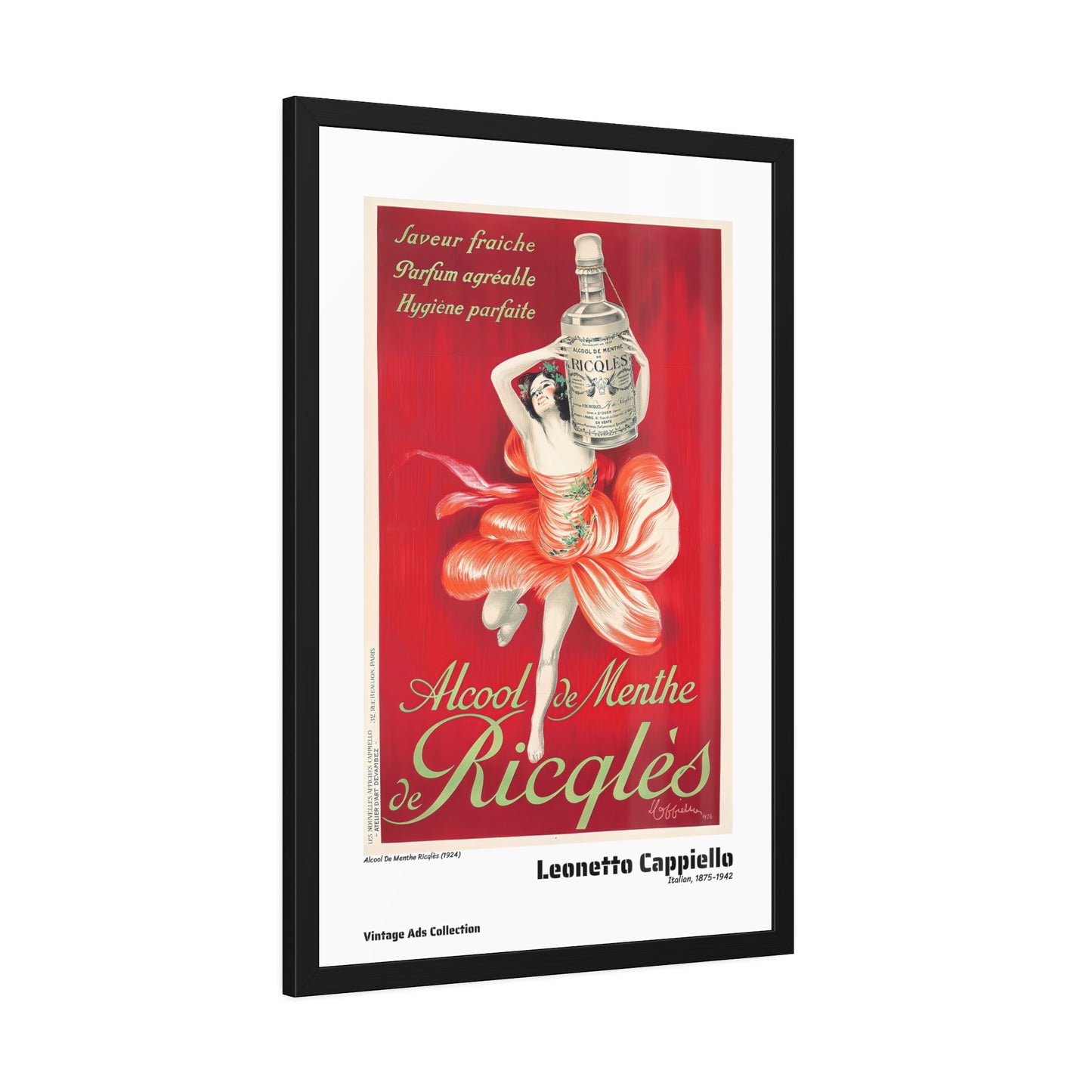 Alcool De Menthe Ricqlès (1924) by Leonetto Cappiello / Affiche Encadrée Série Vintage Ads Collection