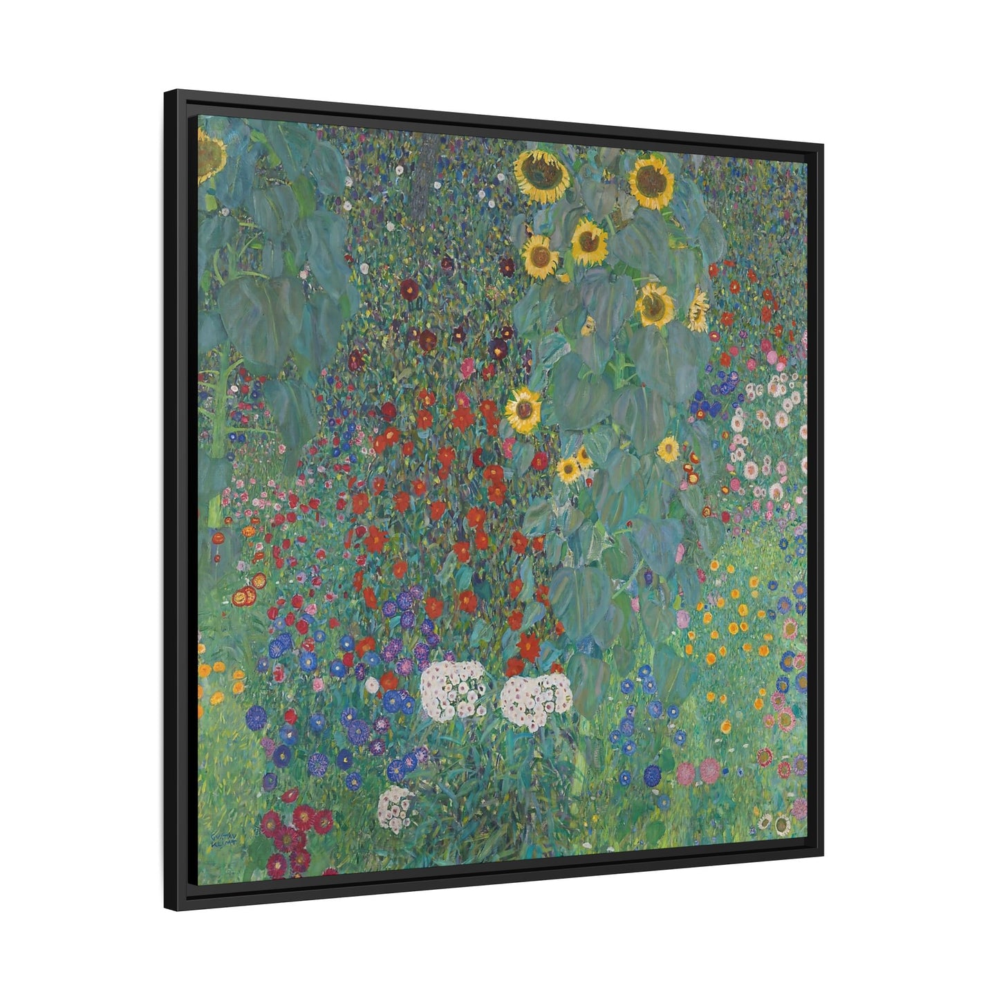 Cottage garden with sunflowers (1907) by Gustav Klimt / Toile encadrée sur caisse américaine