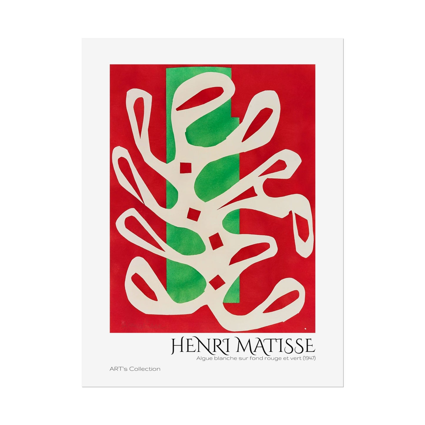 Algue blanche sur fond rouge et vert (1947) by Henri Matisse / Affiche imprimée - Série ART's Collection