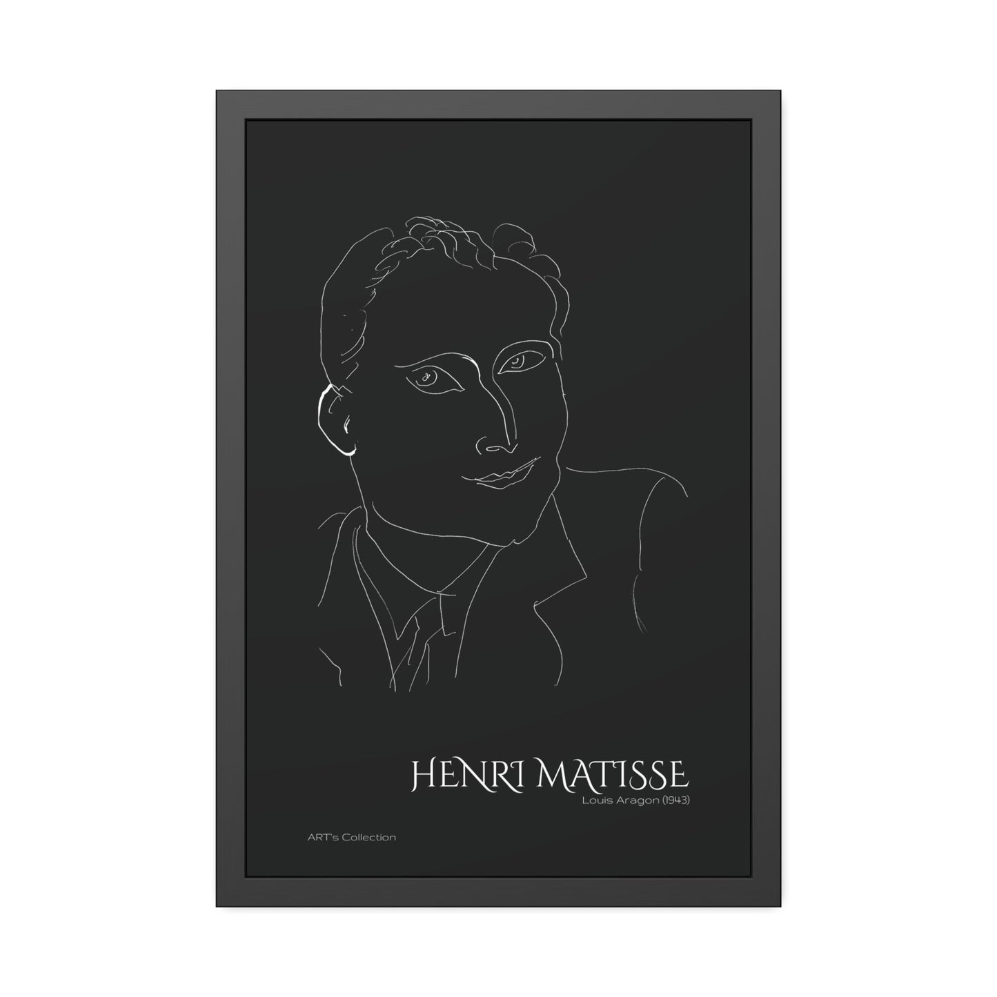 Louis Aragon (1943) black édition by Henri Matisse / Affiche Encadrée série ART's Collection