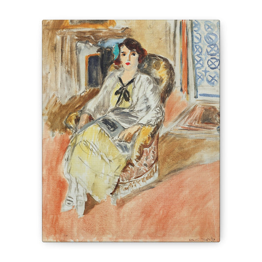 Jeune fille assise, robe jaune (1921-1922) by Henri Matisse / Reproduction Fine Art sur Toile / Epaisseur 3.2 cm - 1.25 inch