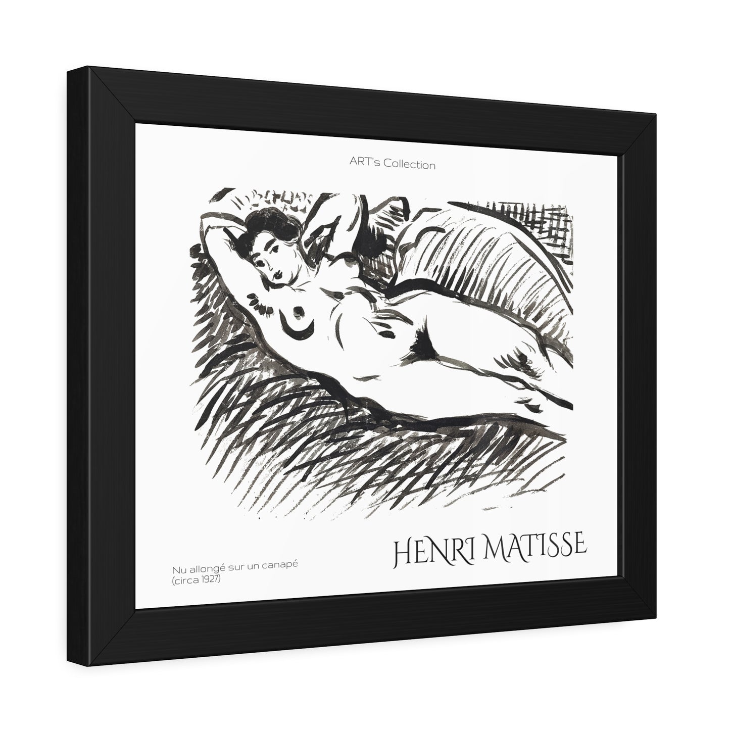 Nu allongé sur un canapé (circa 1927) by Henry Matisse / Affiche Encadrée série ART's Collection