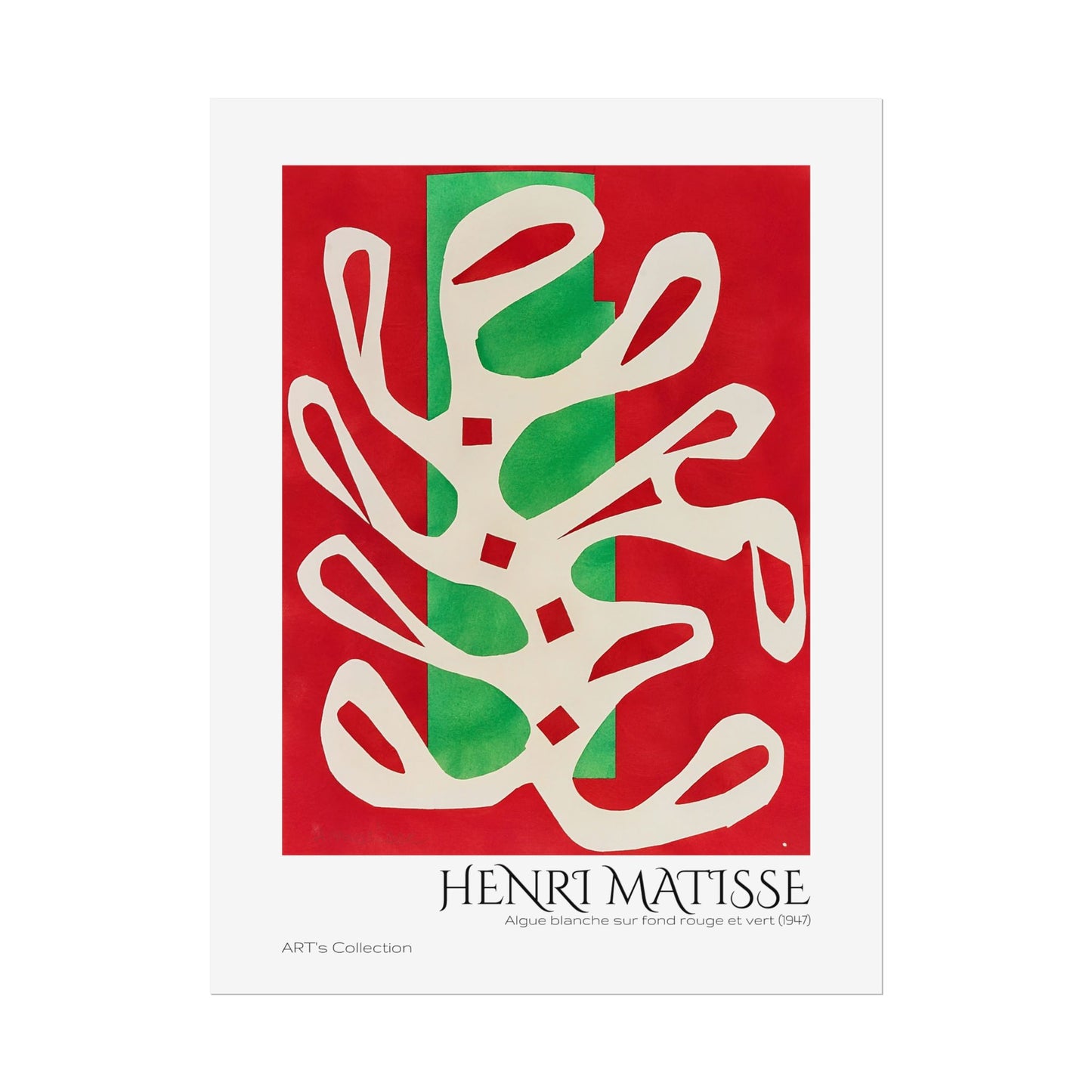 Algue blanche sur fond rouge et vert (1947) by Henri Matisse / Affiche imprimée - Série ART's Collection