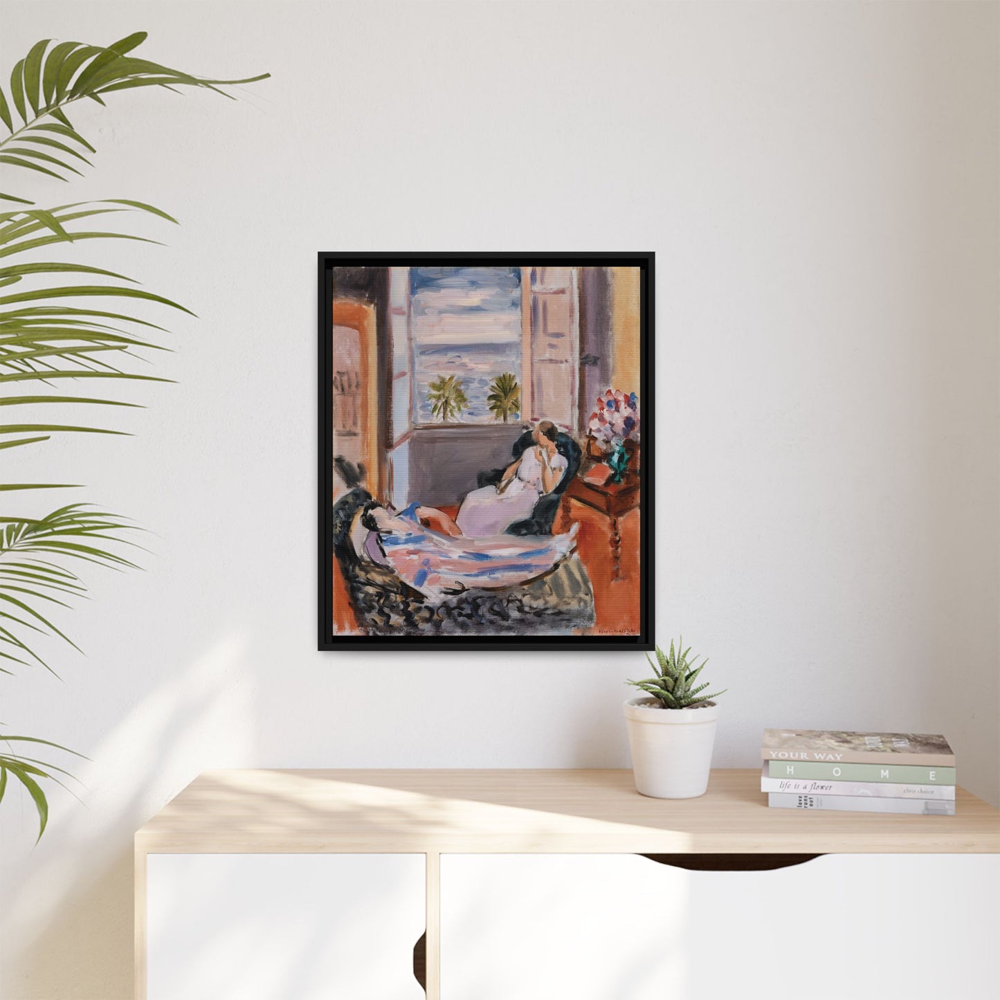 Intérieur à deux personnages, fenêtre ouverte (1922) by Henri Matisse / Toile encadrée sur caisse américaine