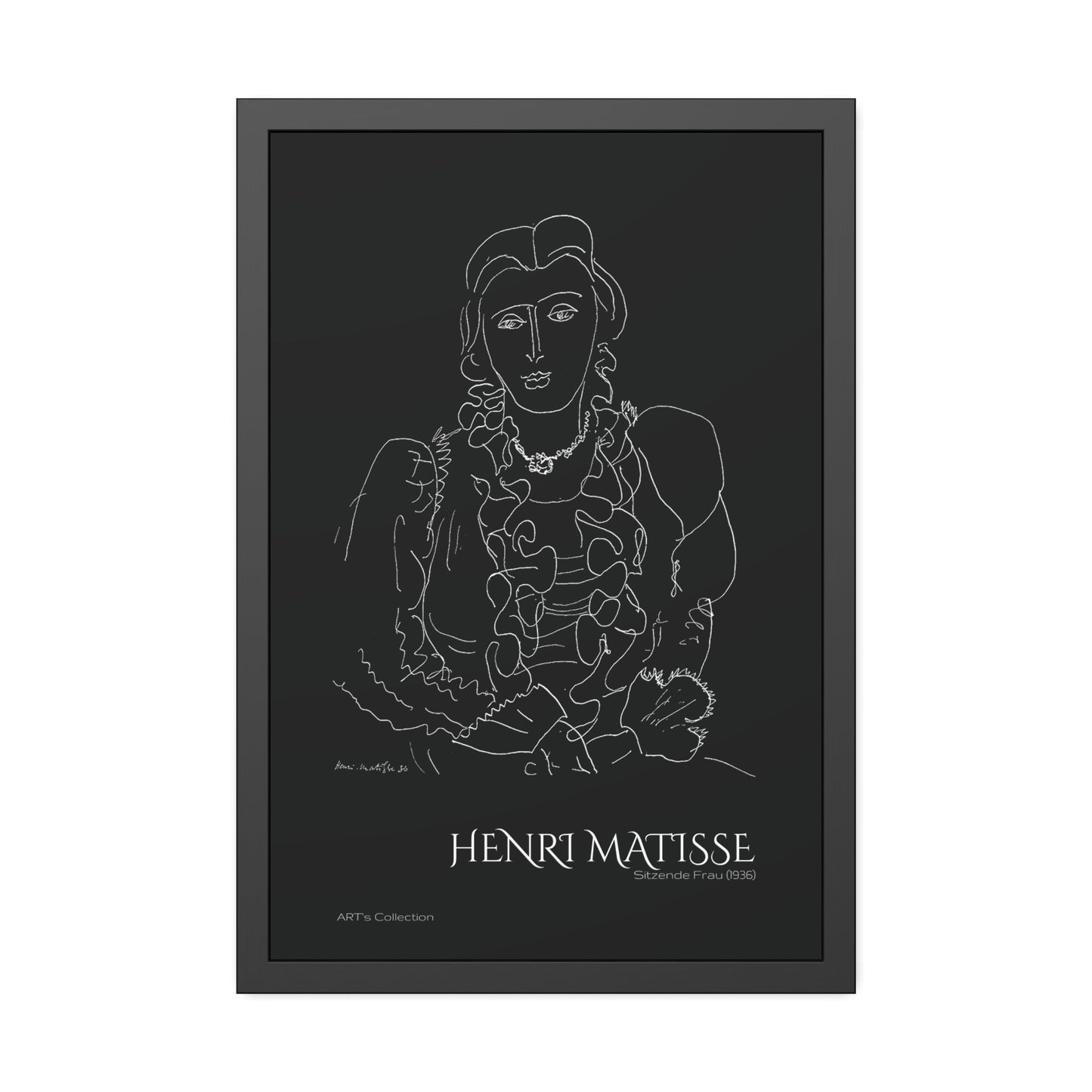 Sitzende Frau (1936) black édition by Henri Matisse / Affiche Encadrée série ART's Collection