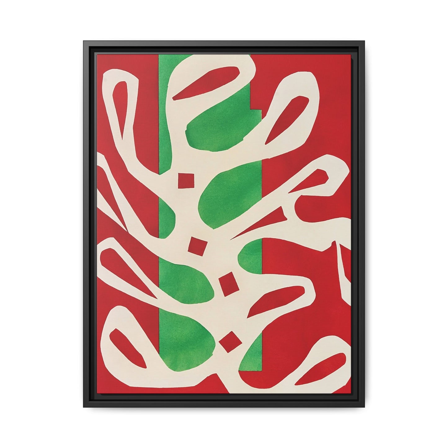 Henri Matisse / Algue blanche sur fond rouge et vert (1947) / Toile encadrée sur caisse américaine