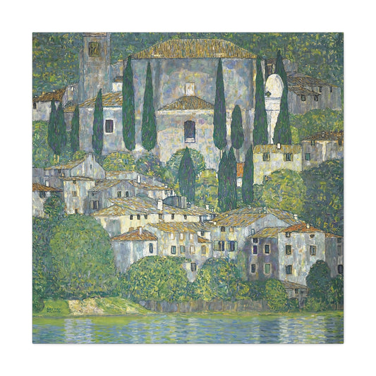 Church In Cassone - Landscape With Cypresses by Gustav Klimt / Reproduction Fine Art sur Toile / Flanc Large Epaisseur 3.2 cm - 1.25 inch