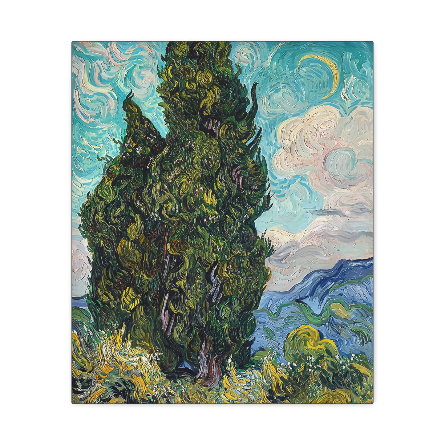 Cypresses (1889) by Vincent van Gogh / Reproduction Fine Art sur Toile / Epaisseur 3,2cm - 1'25 po