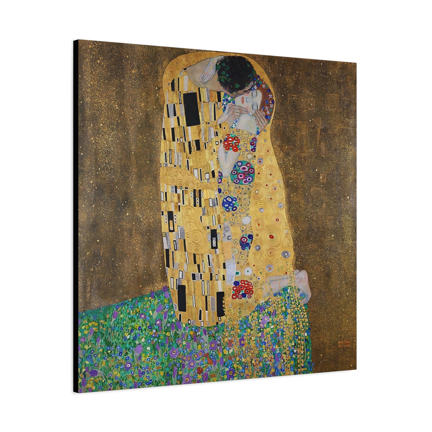 The kiss - lovers (1908) by Gustav Klimt / Reproduction Fine Art sur Toile / Flanc Large Epaisseur 3.2 cm - 1.25 inch
