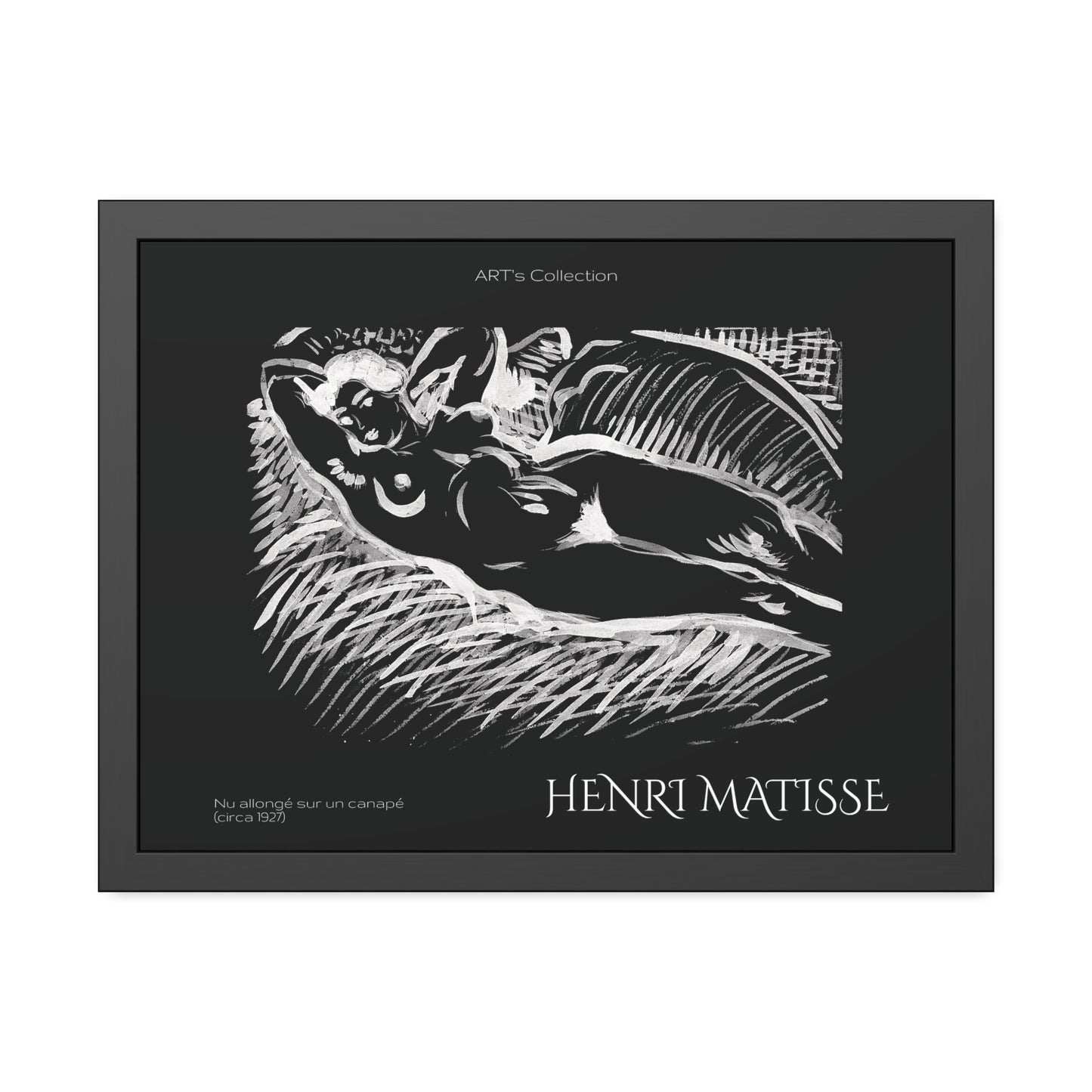 Nu allongé sur un canapé (circa 1927) black édition by Henry Matisse / Affiche Encadrée série ART's Collection