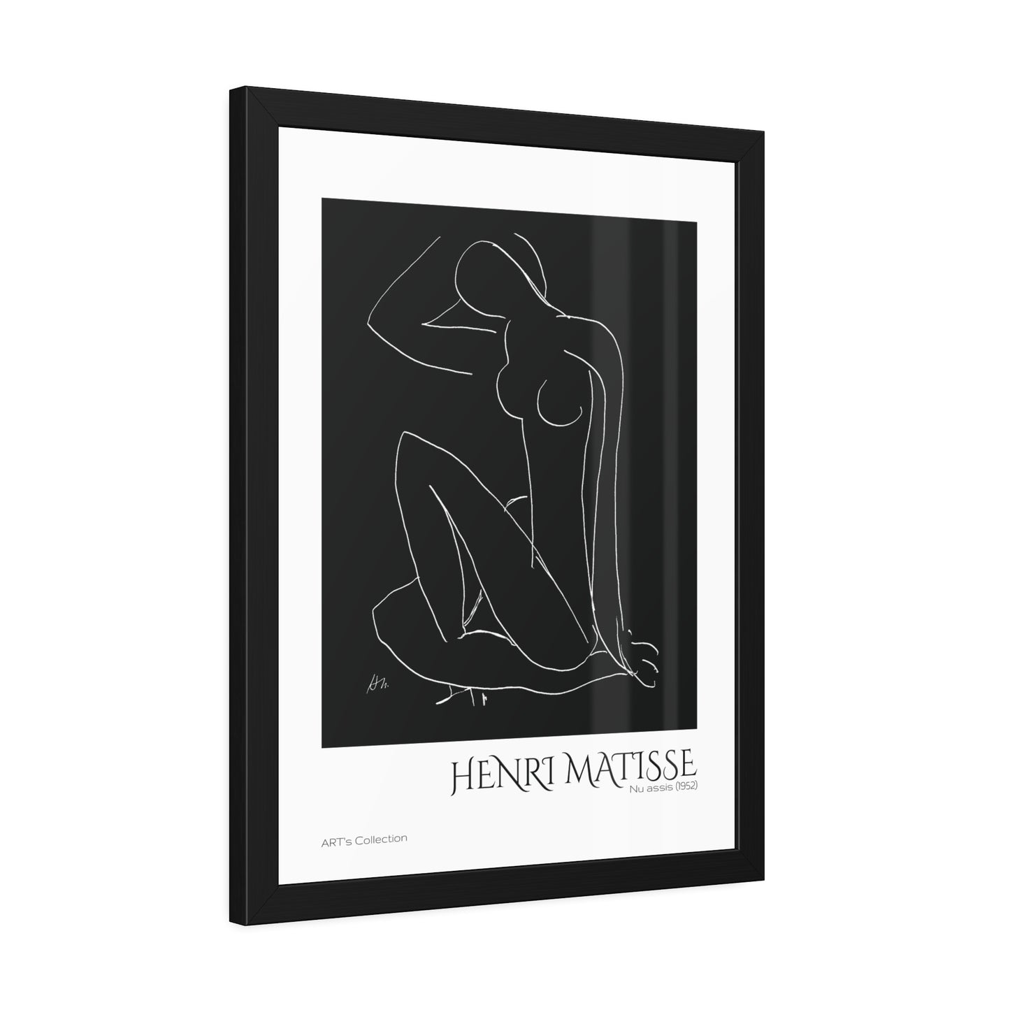 Nu assis (1952) by Henri Matisse version noire et blanche/ Affiche Encadrée série ART's Collection