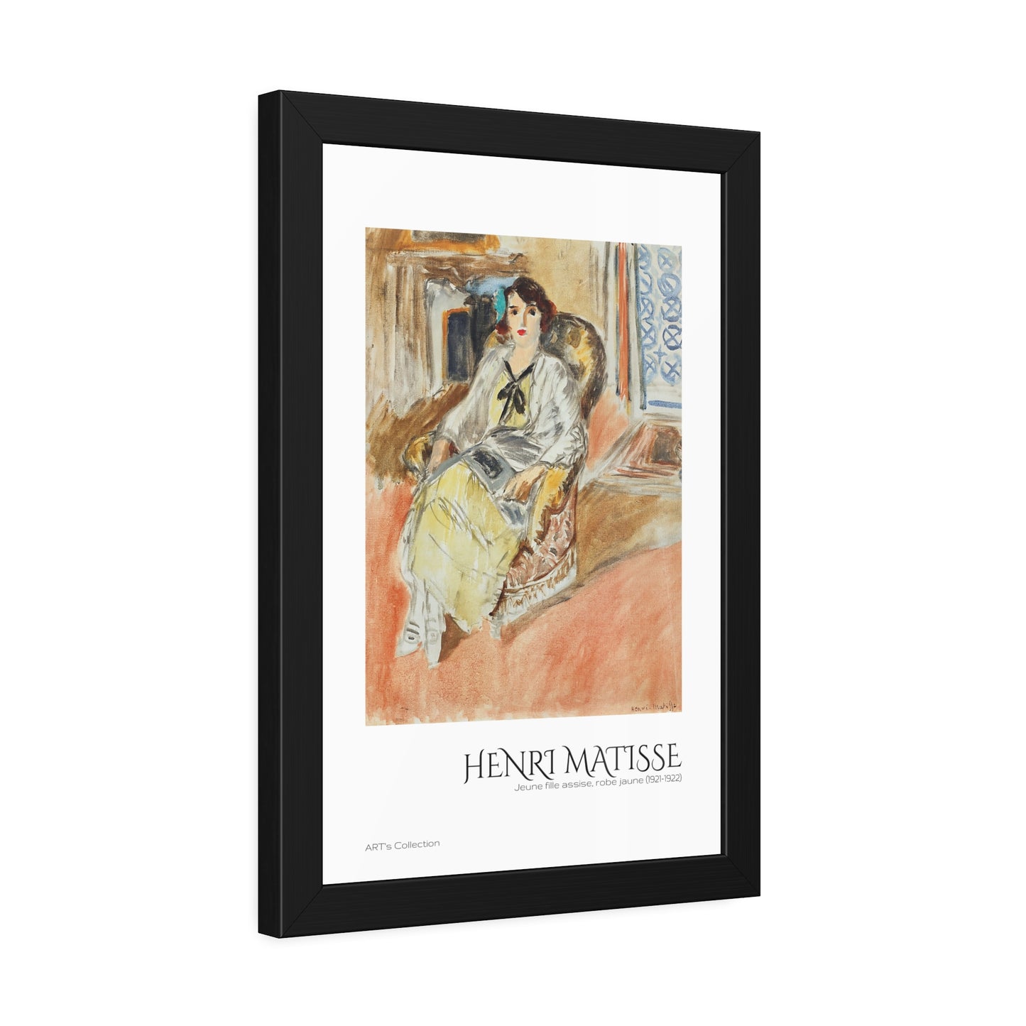 Jeune fille assise, robe jaune (1921-1922) by Henri Matisse / Affiche Encadrée série ART's Collection