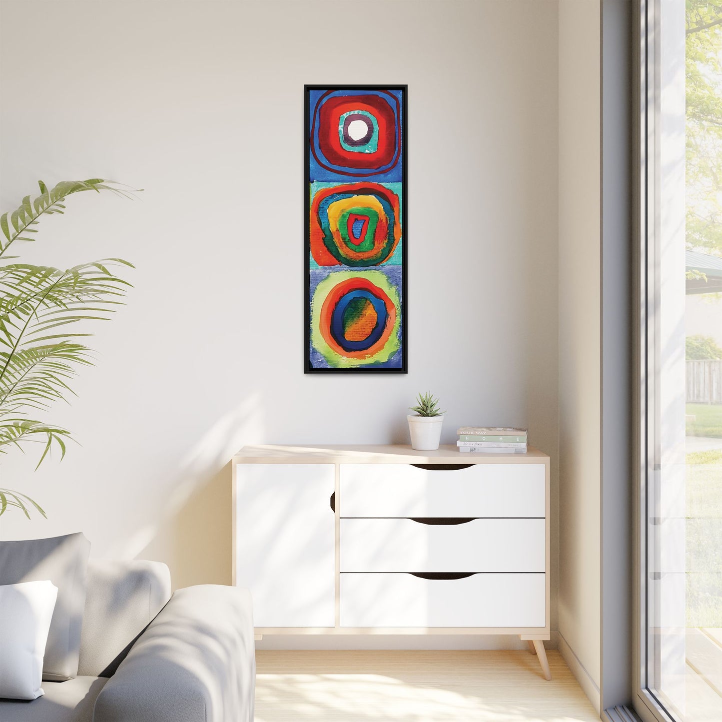 Wassily Kandinsky / Etude De Couleurs : Carrés avec Cercles Concentriques (1913) /Toile encadrée sur caisse américaine