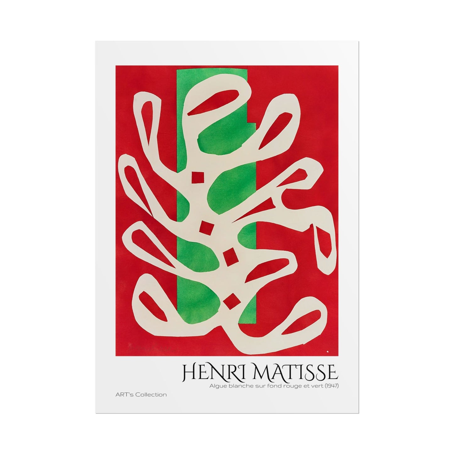 Algue blanche sur fond rouge et vert (1947) by Henri Matisse / Affiche imprimée - Série ART's Collection