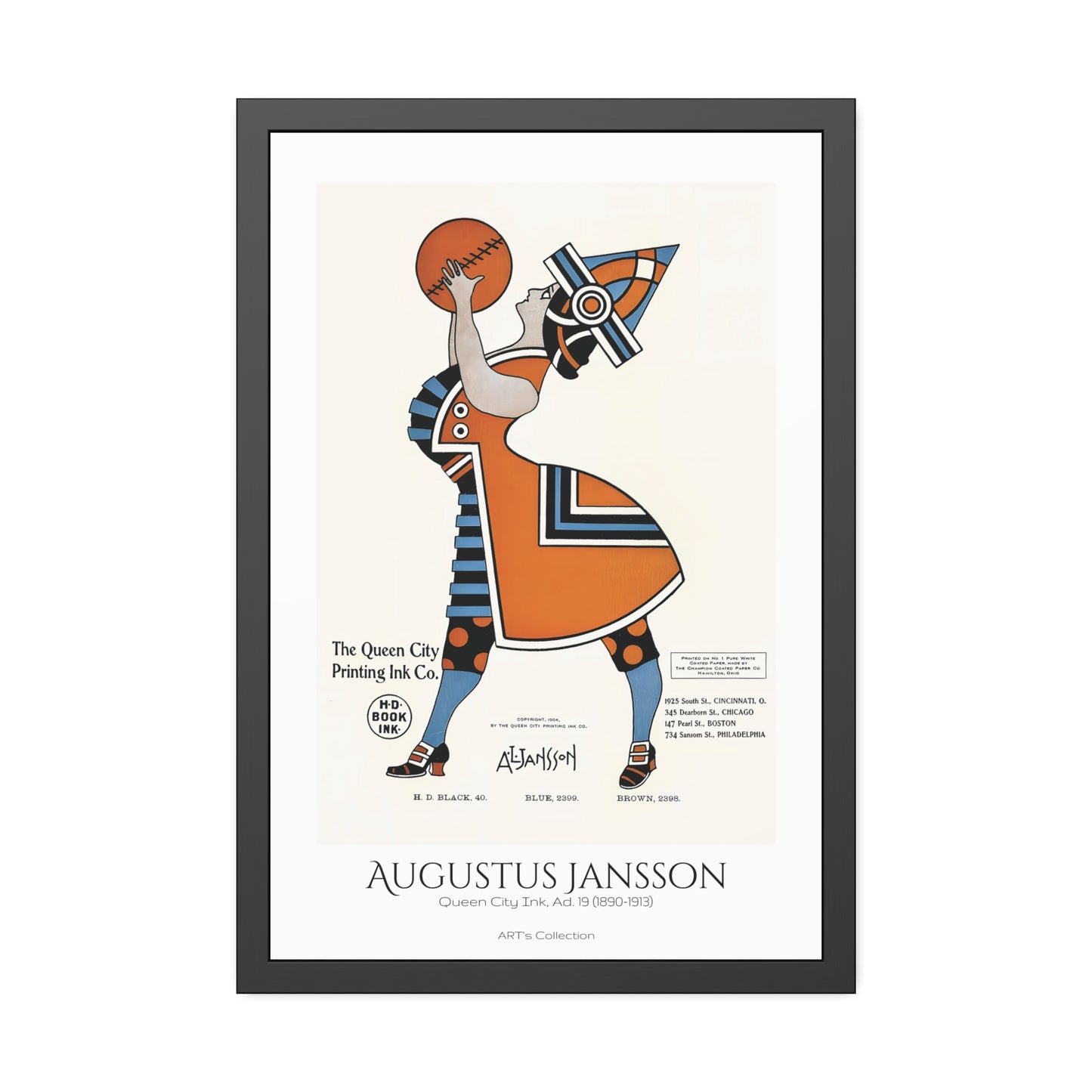 Queen City Ink, Ad. 19 (1890-1913) by Augustus Jansson / Affiche Encadrée série ART's Collection