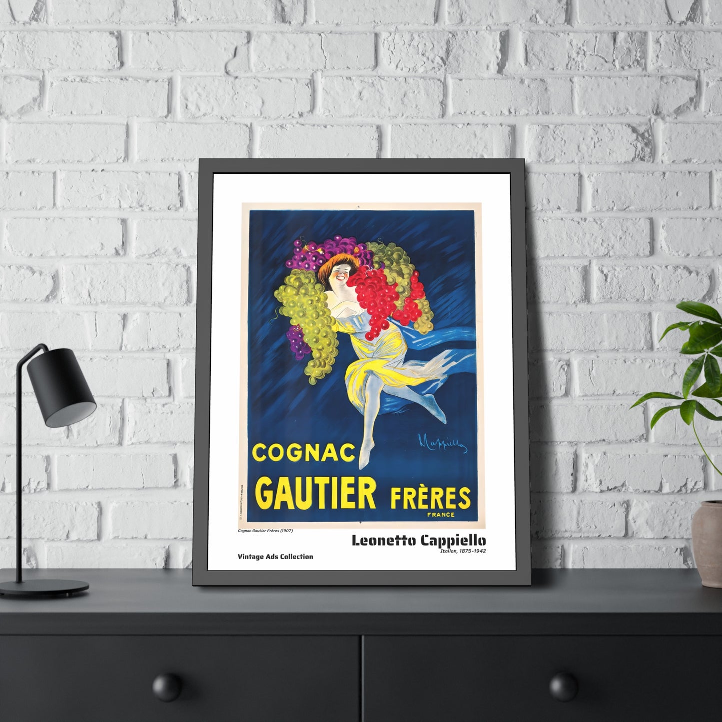 Cognac Gautier Frères (1907) by Leonetto Cappiello / Affiche Encadrée Série Vintage Ads Collection