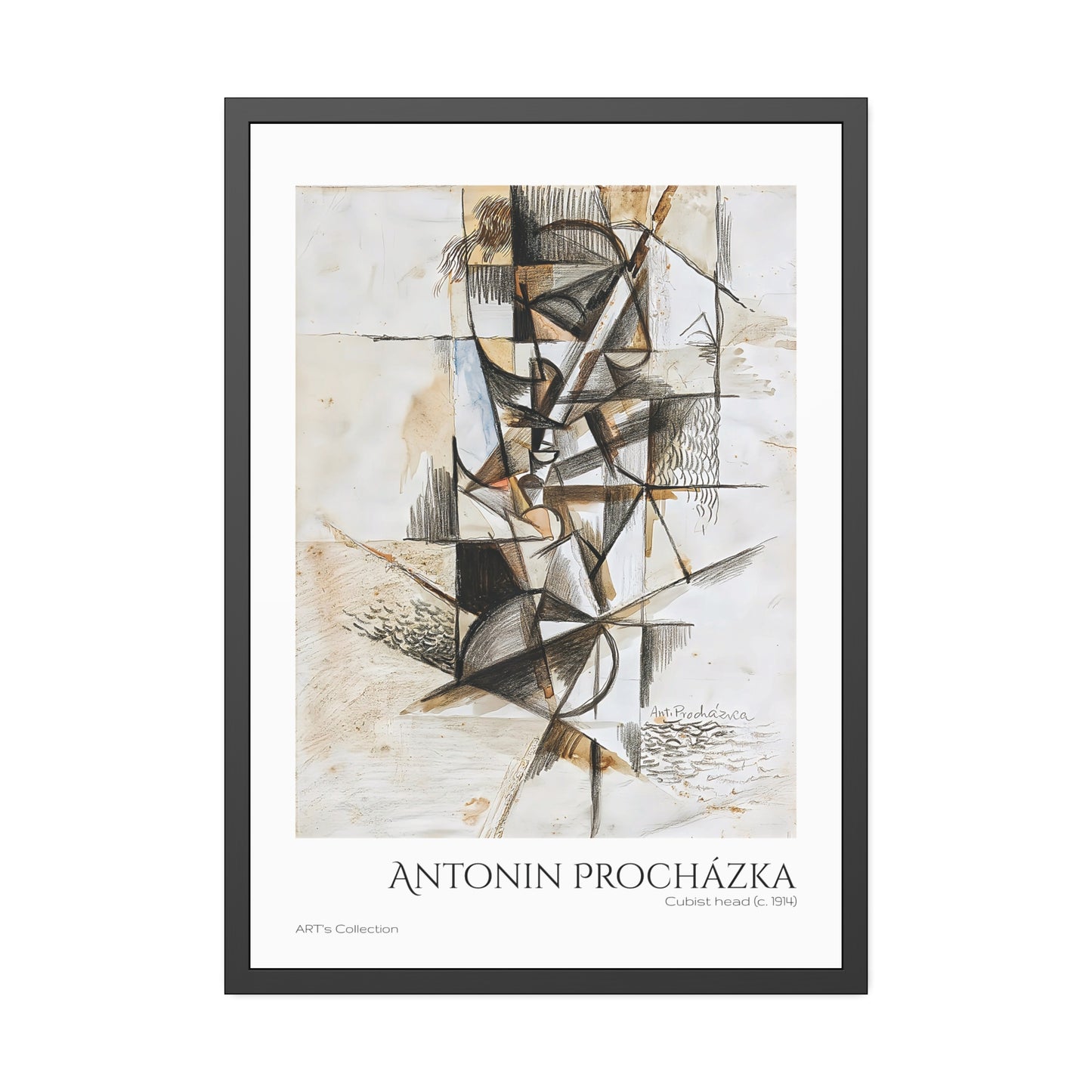 Cubist head (c. 1914) by Antonin Procházka / Affiche Encadrée série ART's Collection
