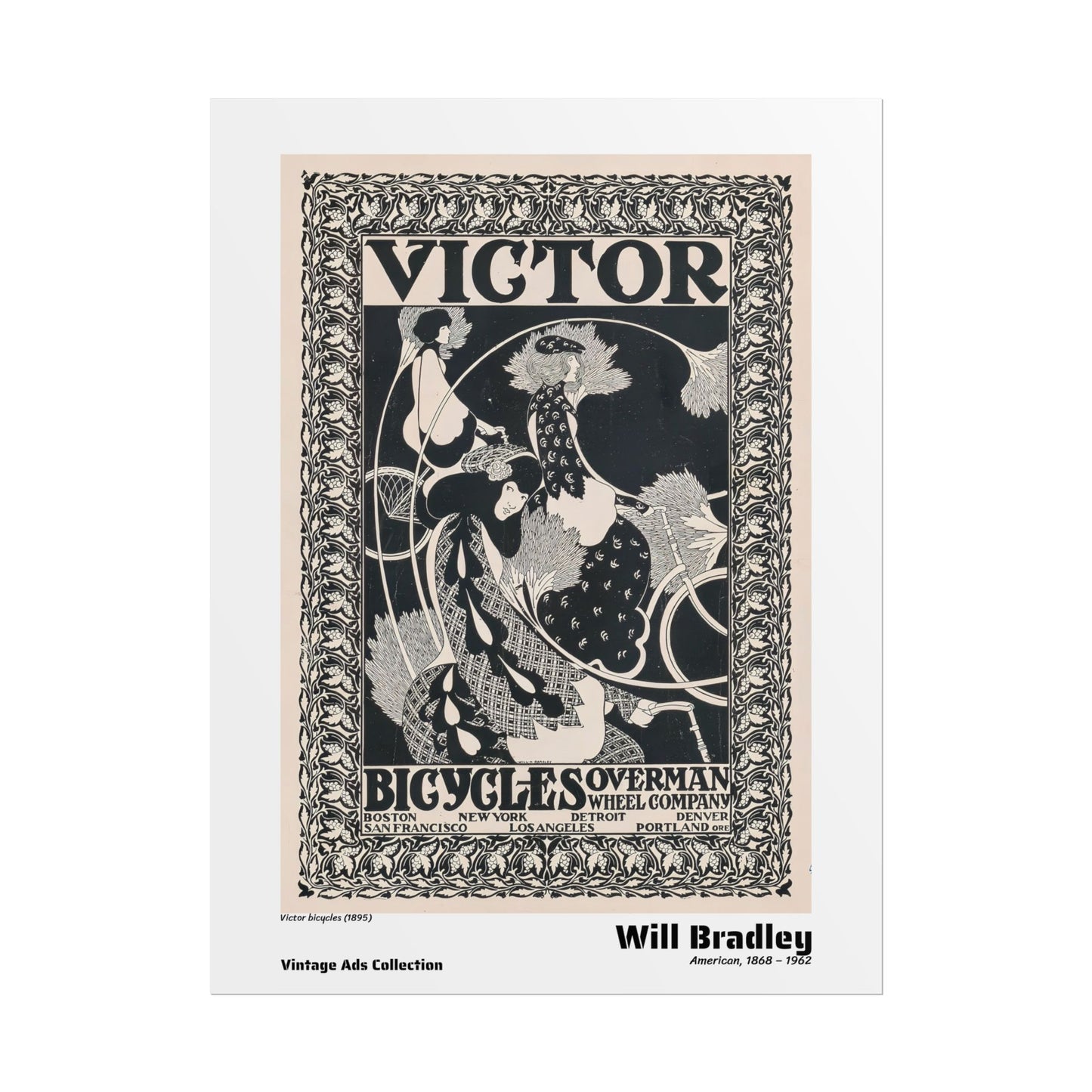 Victor bicycles (1895) by Will Bradley / Affiche imprimée - Série Vintage Ads Collection