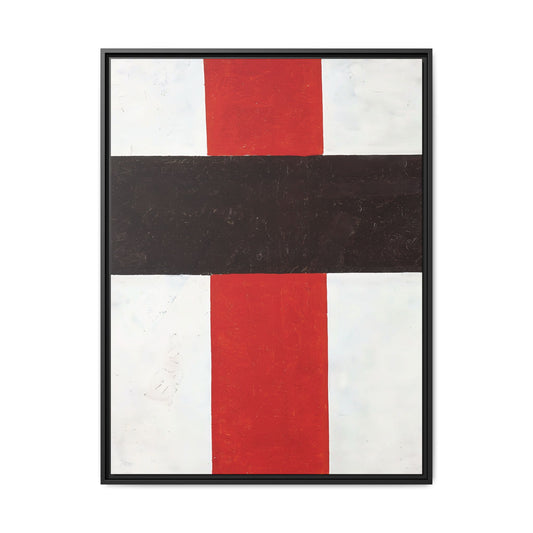 Large cross in black over red on white (1920) by Kazimir Malevich / Toile encadrée sur caisse américaine