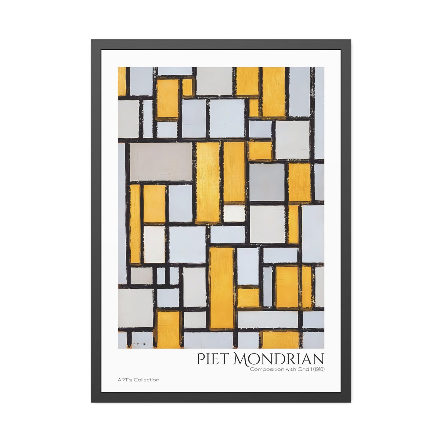Composition with Grid 1 (1918) by Piet Mondrian / Affiche Encadrée série ART's Collection