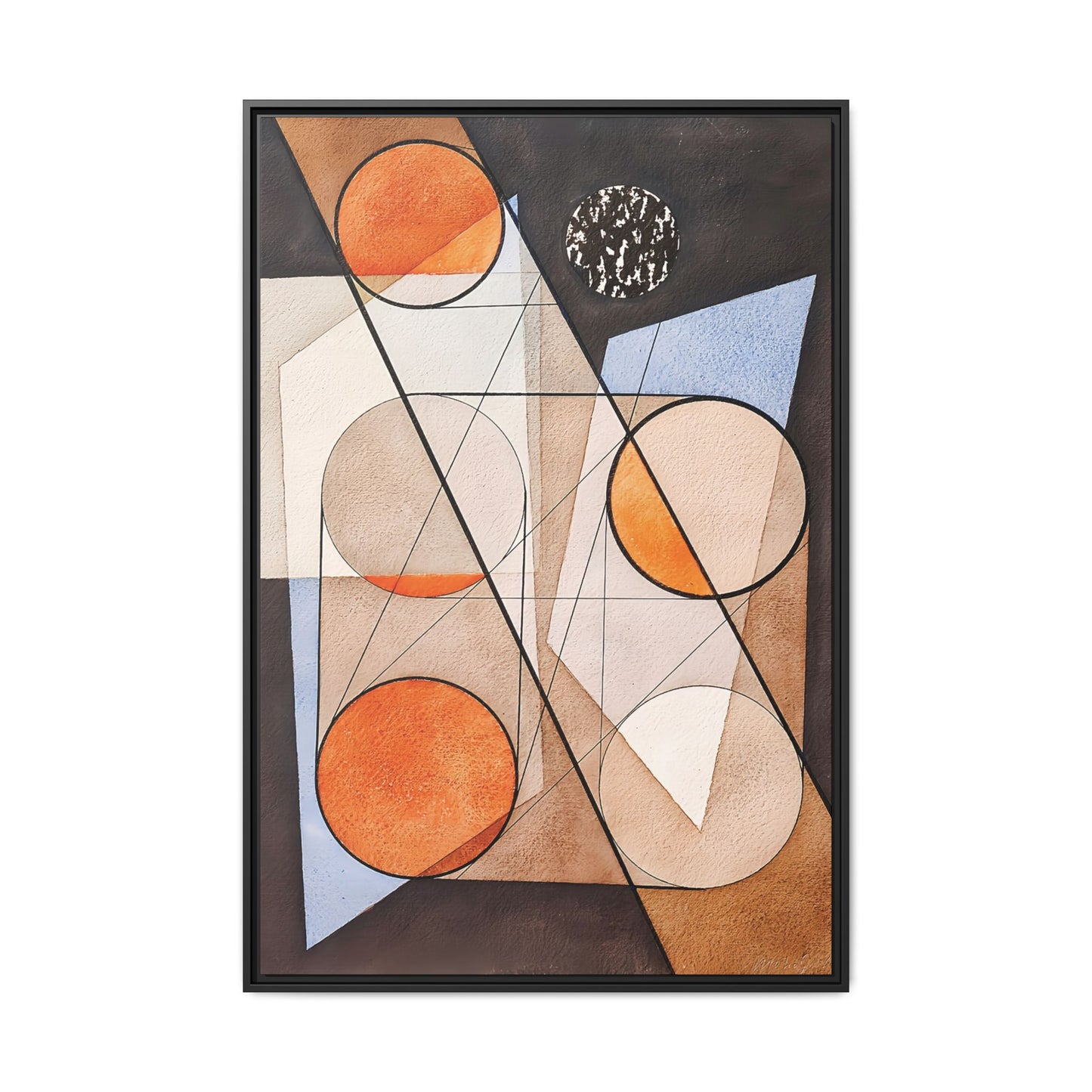 Composition aux cercles symétriques (1932) by László Moholy-Nagy / Toile encadrée sur caisse américaine