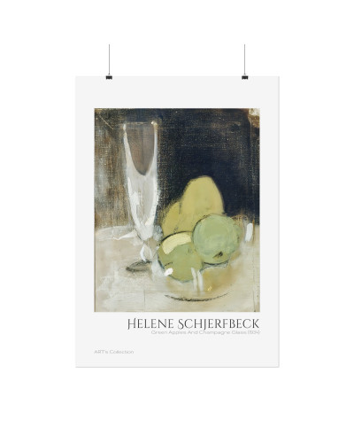 Green Apples And Champagne Glass (1934) by Helene Schjerfbeck