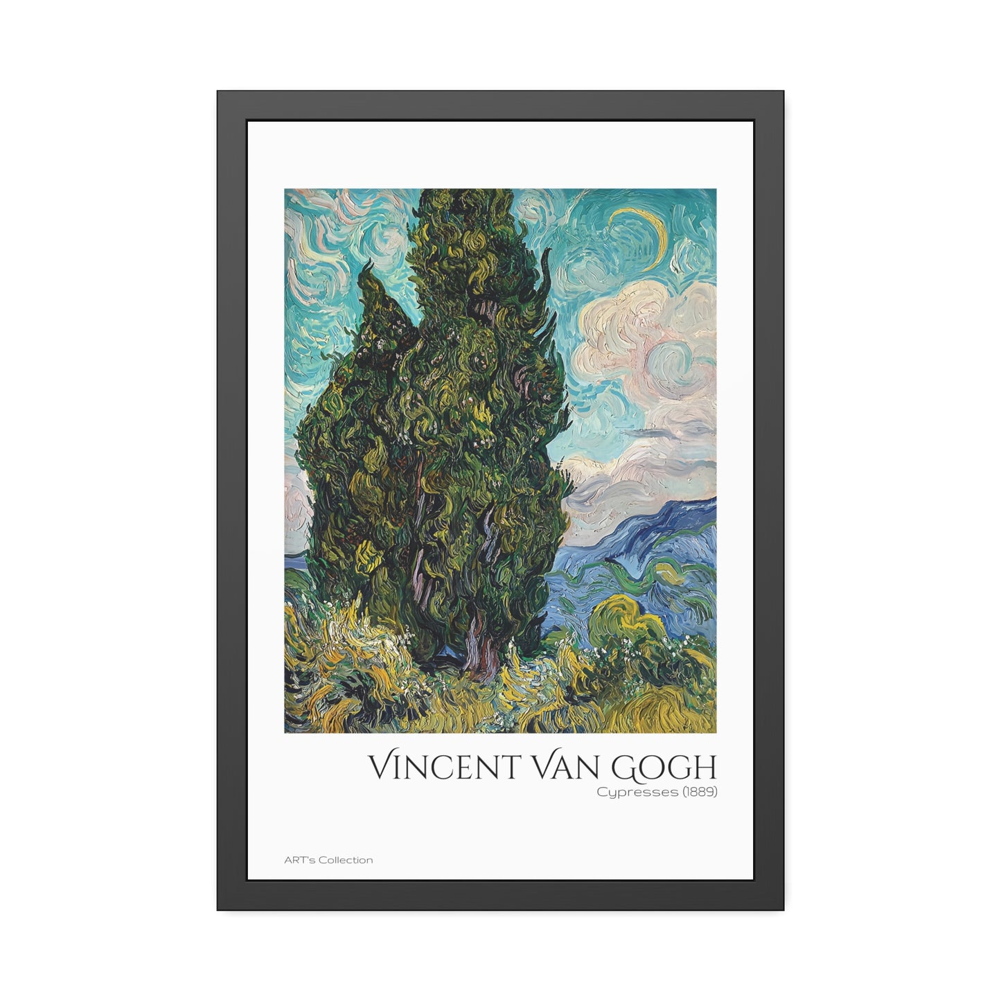 Cypresses (1889) by Vincent Van Gogh / Affiche Encadrée série ART's Collection