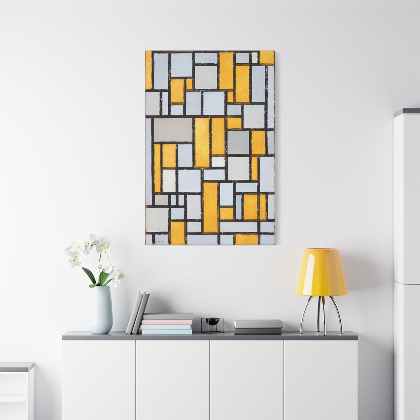 Composition with Grid 1 (1918) by Piet Mondrian / Reproduction Fine Art sur Toile / Epaisseur 3.2 cm - 1.25 inch