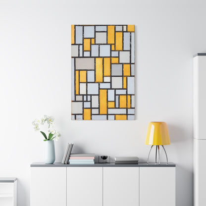 Composition with Grid 1 (1918) by Piet Mondrian / Reproduction Fine Art sur Toile / Epaisseur 3.2 cm - 1.25 inch