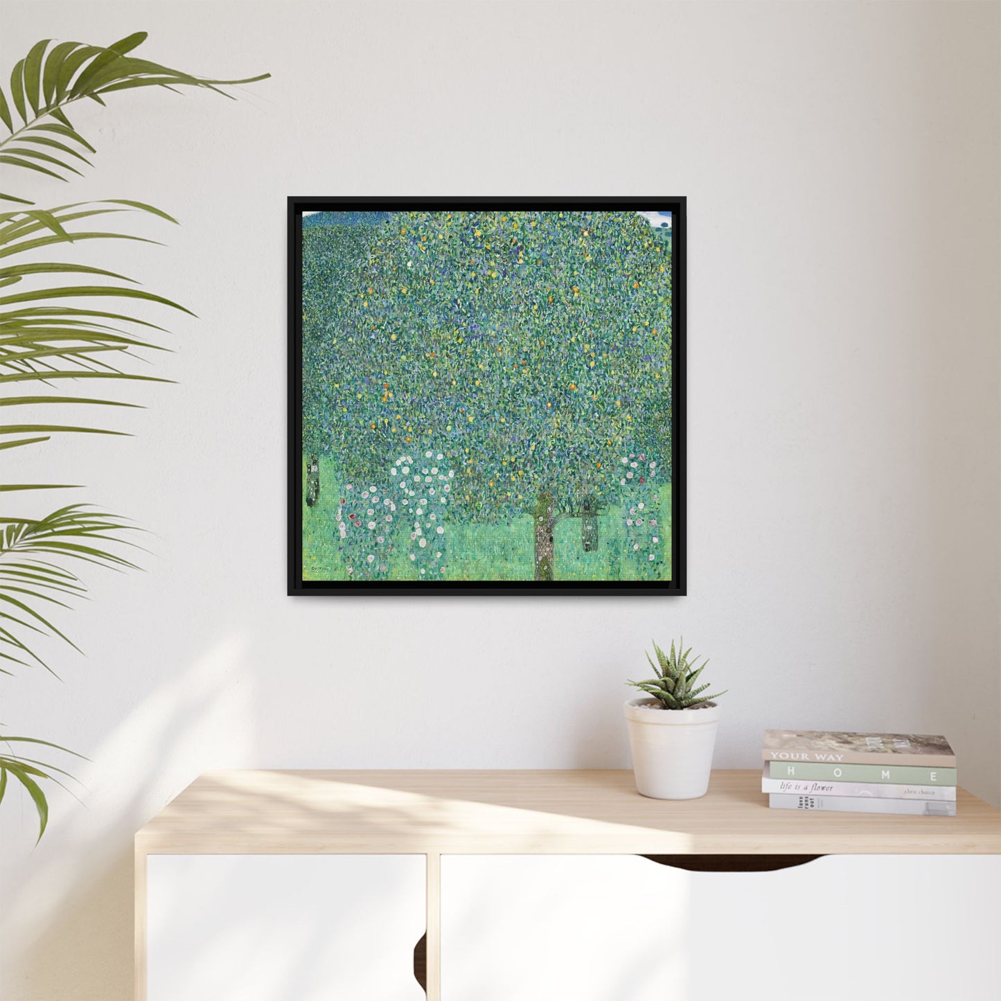 Rosebushes under the Trees (circa 1905)  by Gustav Klimt / Toile encadrée sur caisse américaine