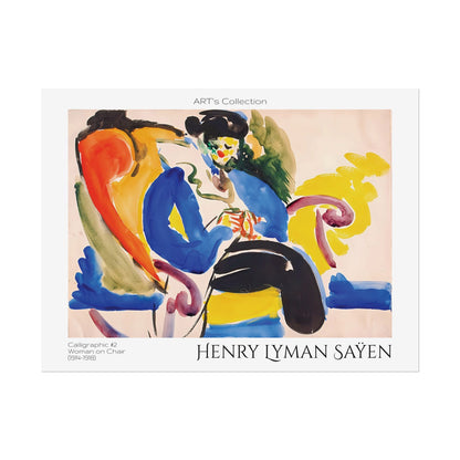 Calligraphic #2 Woman on Chair (1914-1918) by Henry Lyman Saÿen / Affiche imprimée - Série ART's Collection