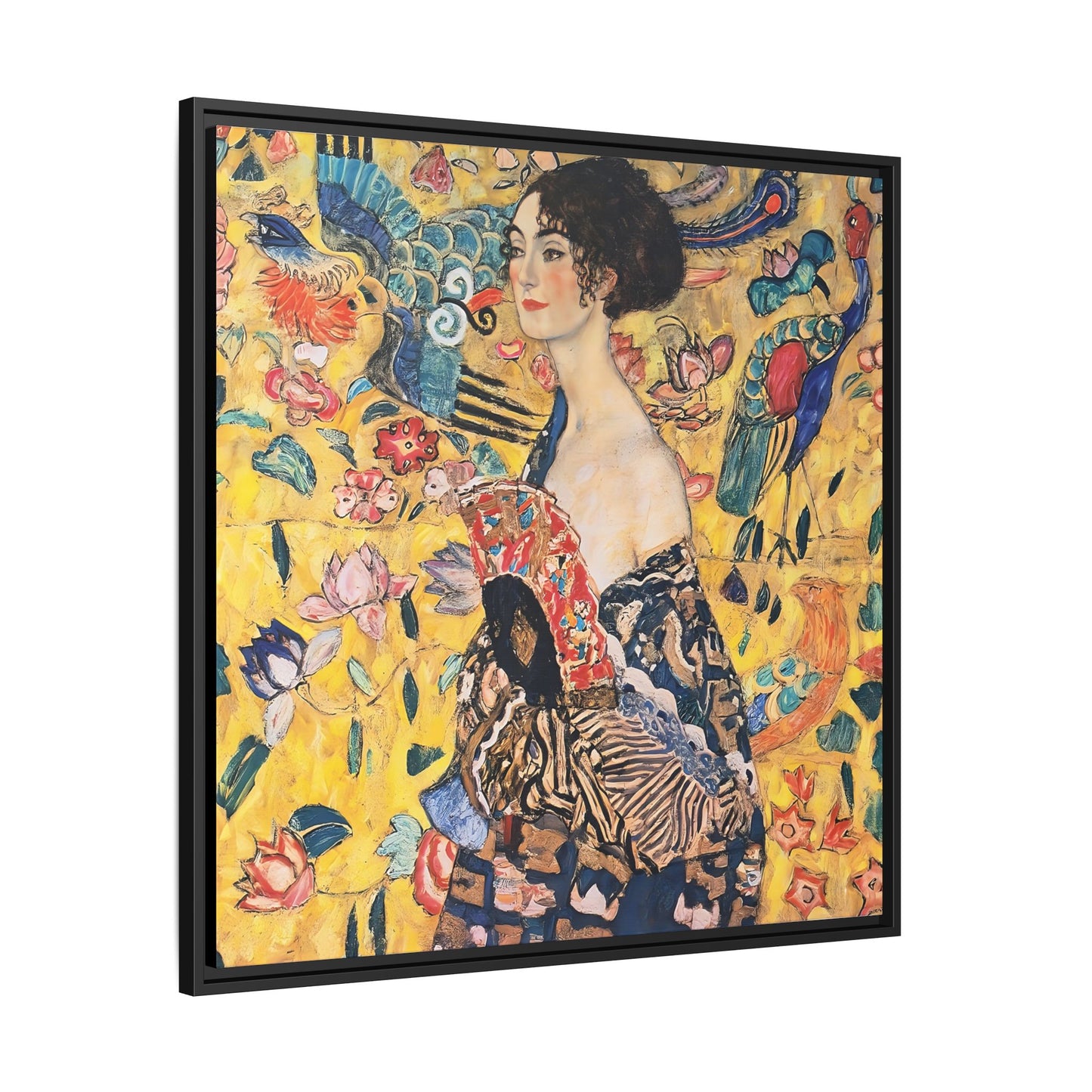 Woman with fan (1917-1918) by Gustav Klimt / Toile encadrée sur caisse américaine