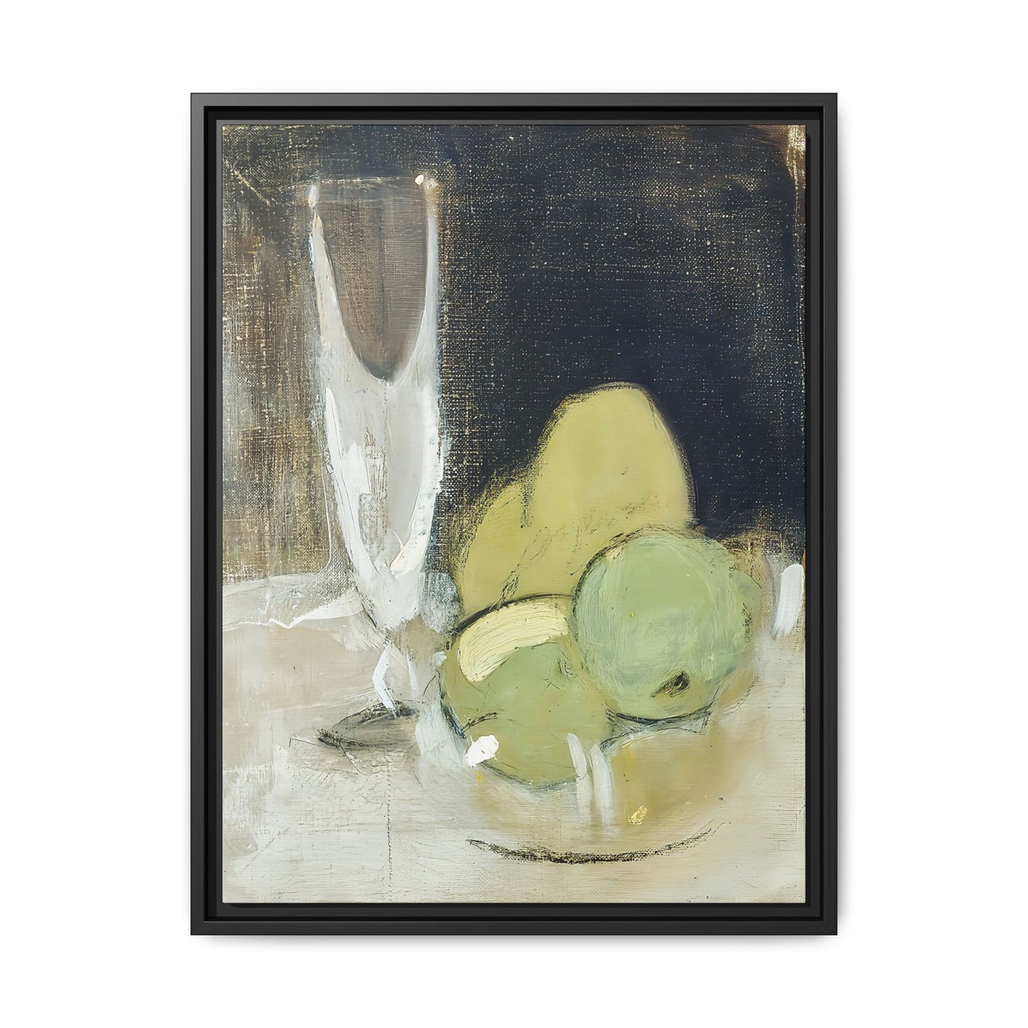 Green Apples And Champagne Glass (1934) by Helene Schjerfbeck  / Toile encadrée sur caisse américaine