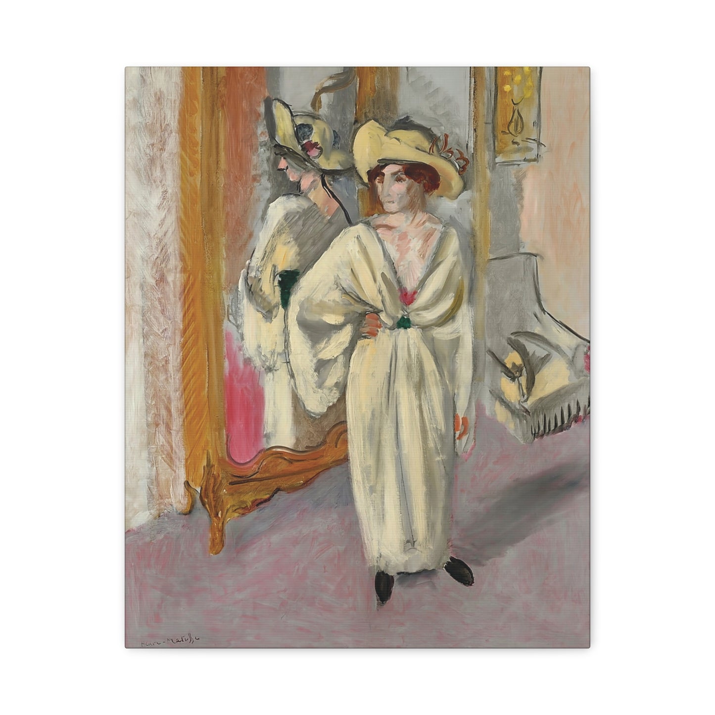 Femme en blanc debout devant une glace (1918-1919) by Henri Matisse / Reproduction Fine Art sur Toile /  Epaisseur 3.2 cm - 1.25 inch