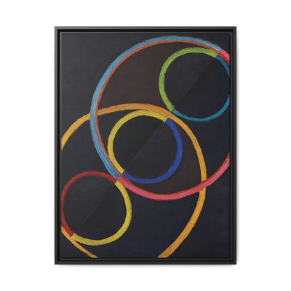 Relief noir avec des cercles de couleur  by Robert Delaunay  / Toile encadrée sur caisse américaine