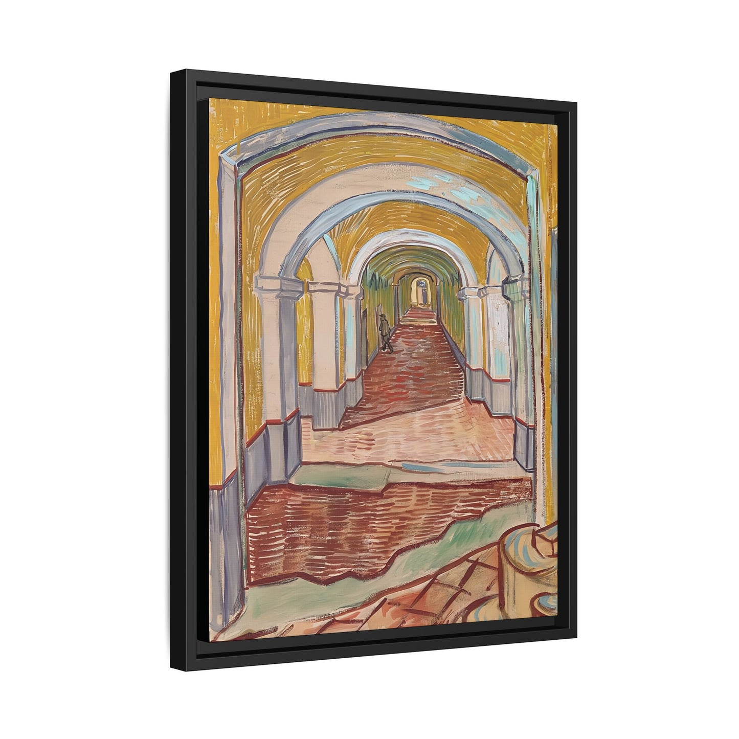 Corridor in the Asylum (1889) by Vincent van Gogh / Toile encadrée sur caisse américaine