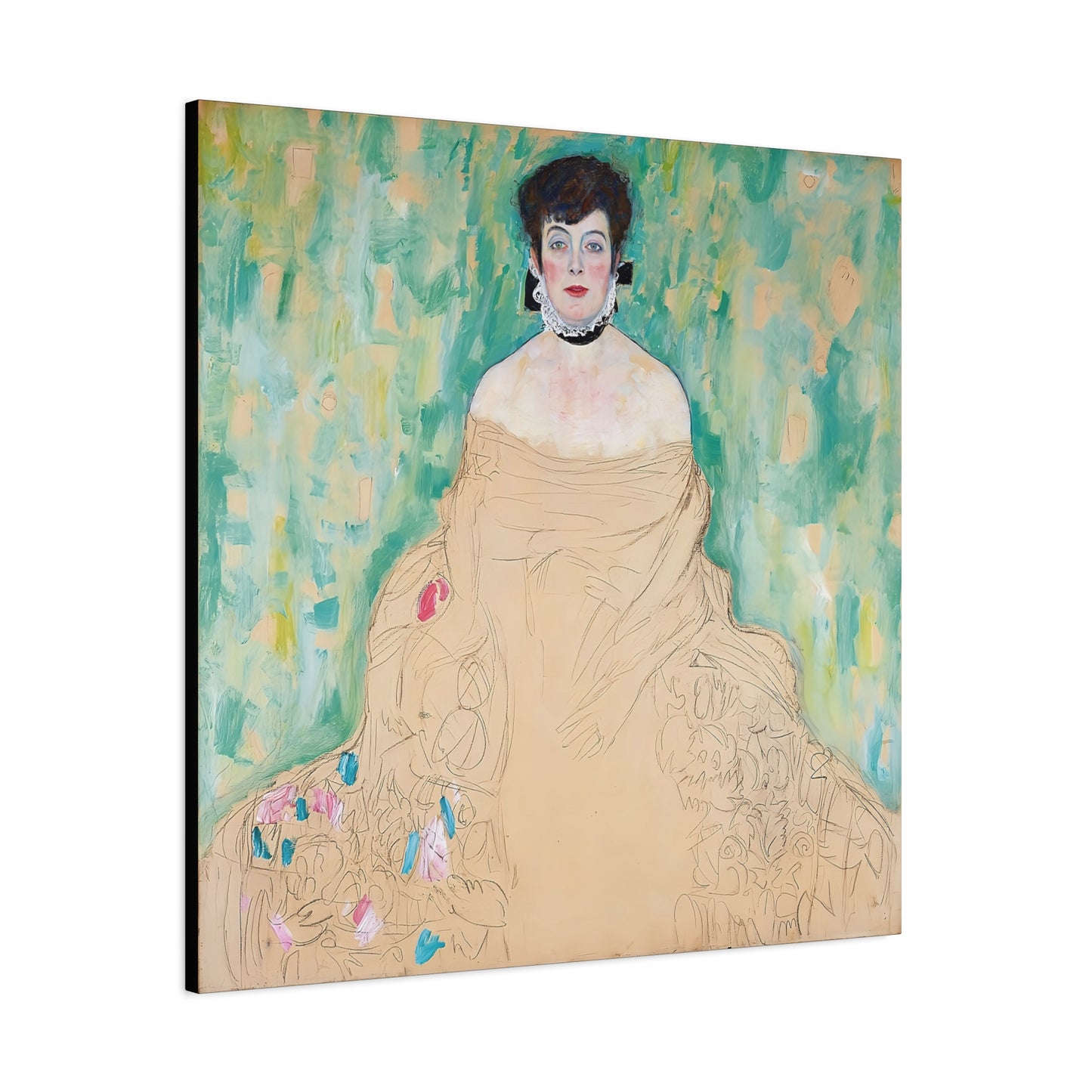 Amalie Zuckerkandl (1917) by Gustav Klimt / Reproduction Fine Art sur Toile / Flanc Large Epaisseur 3.2 cm - 1.25 inch