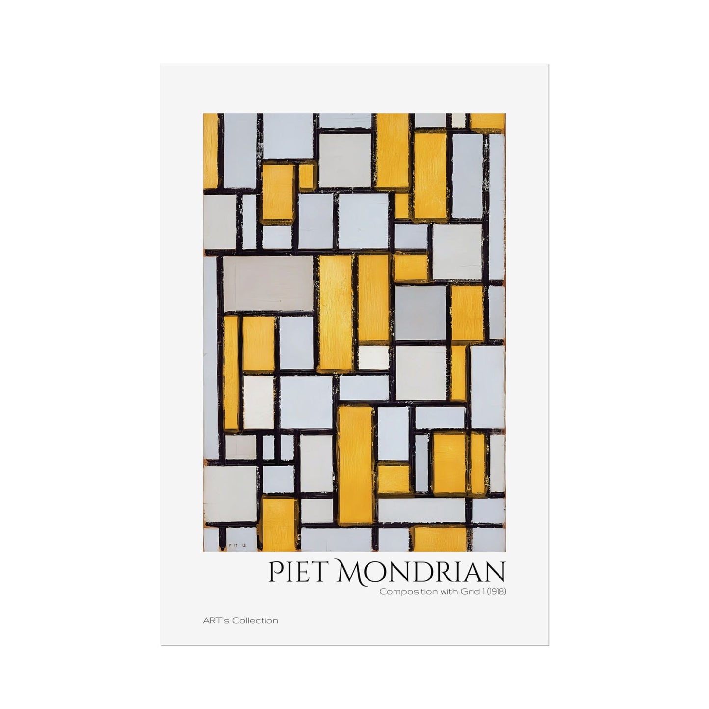 Composition with Grid 1 (1918) by Piet Mondrian / Affiche imprimée - Série ART's Collection