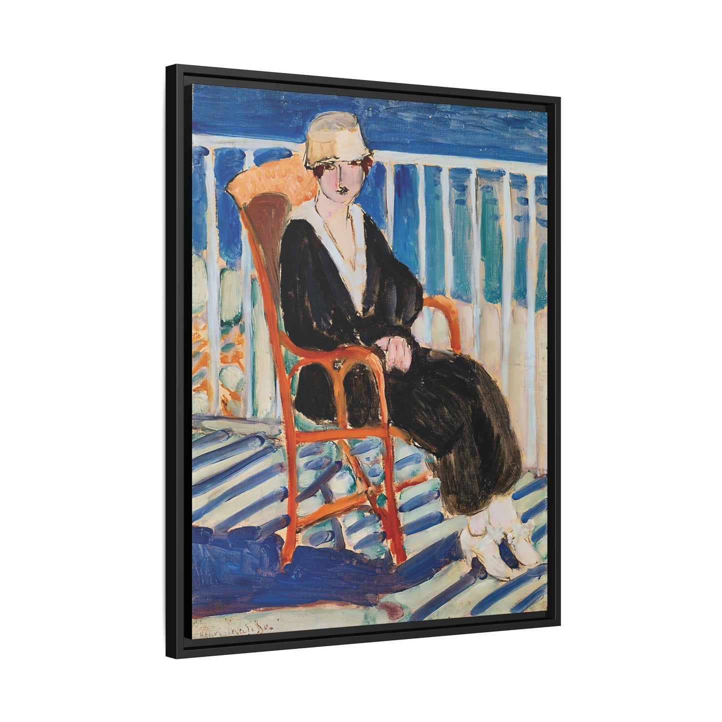 Jeune fille au balcon sur la mer (1918) by Henri Matisse / Toile encadrée sur caisse américaine