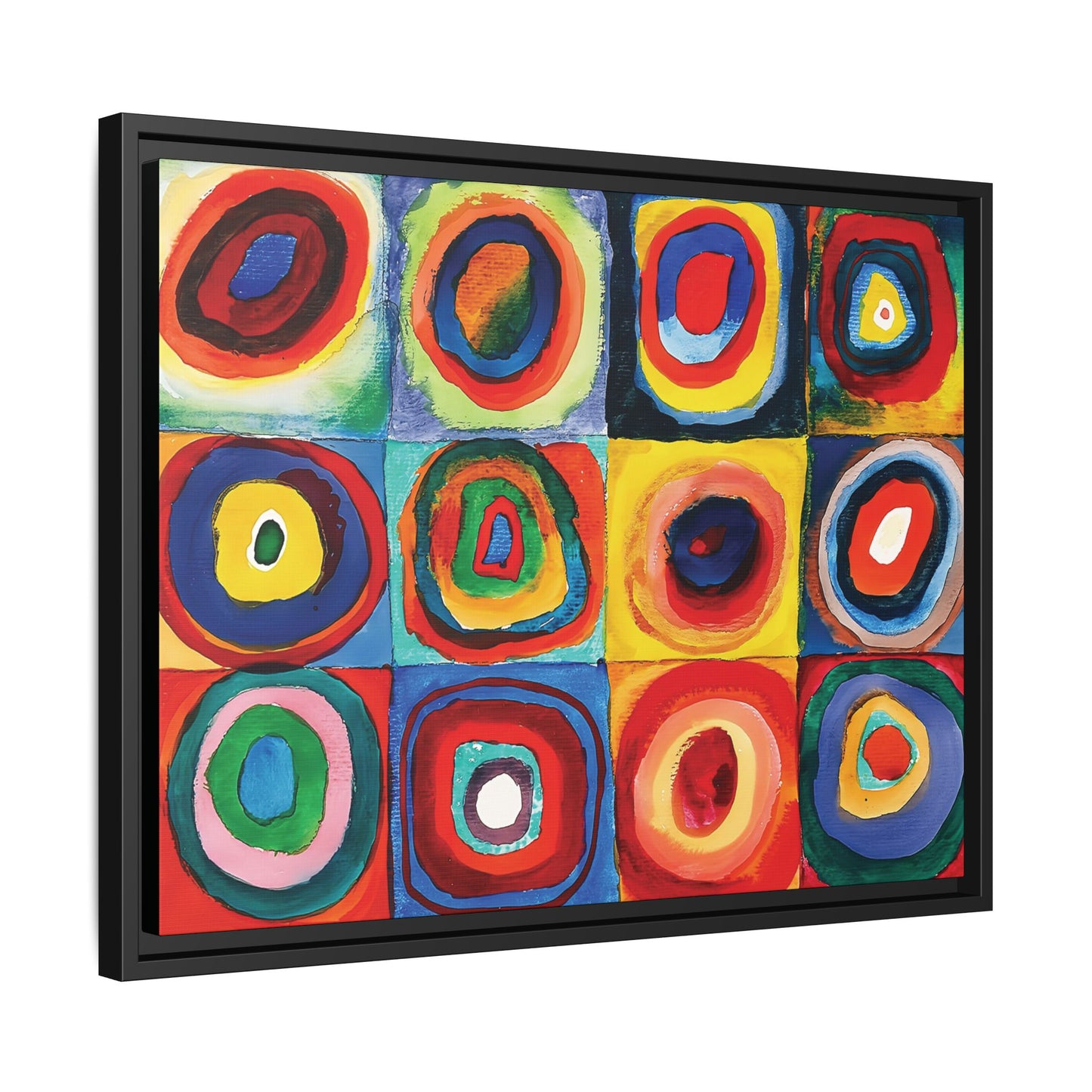 Wassily Kandinsky / Etude De Couleurs : Carrés avec Cercles Concentriques (1913) /Toile encadrée sur caisse américaine