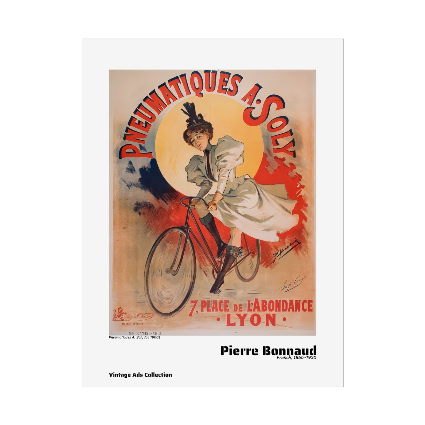 Pneumatiques A. Soly (ca 1900) by Pierre Bonnaud / Affiche imprimée - Série Vintage Ads Collection