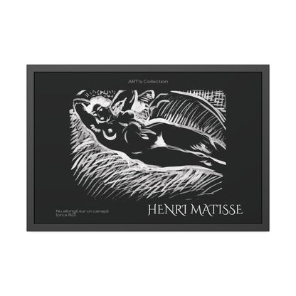 Nu allongé sur un canapé (circa 1927) black édition by Henry Matisse  / Affiche Encadrée série ART's Collection