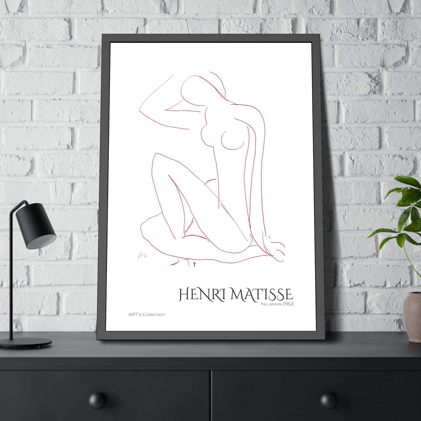 Nu assis (1952) by Henri Matisse version rouge/ Affiche Encadrée série ART's Collection