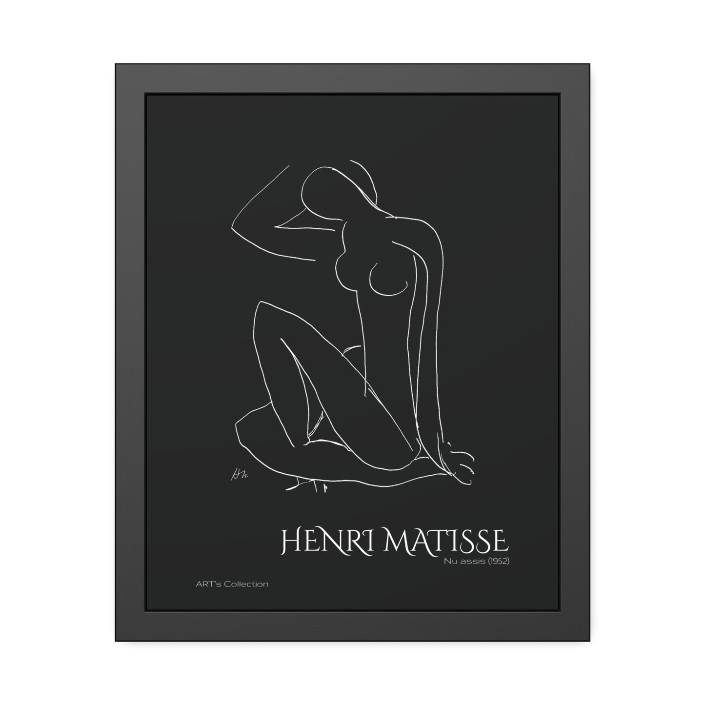 Nu assis (1952) black édition by Henri Matisse / Affiche Encadrée série ART's Collection