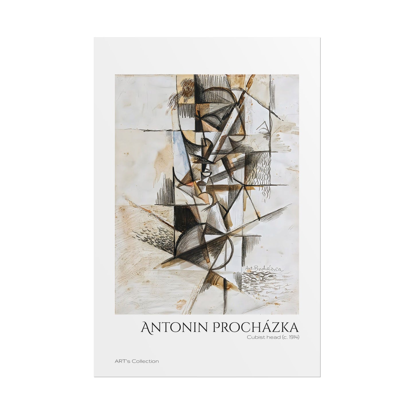 Cubist head (c. 1914) by Antonin Procházka / Affiche imprimée - Série ART's Collection