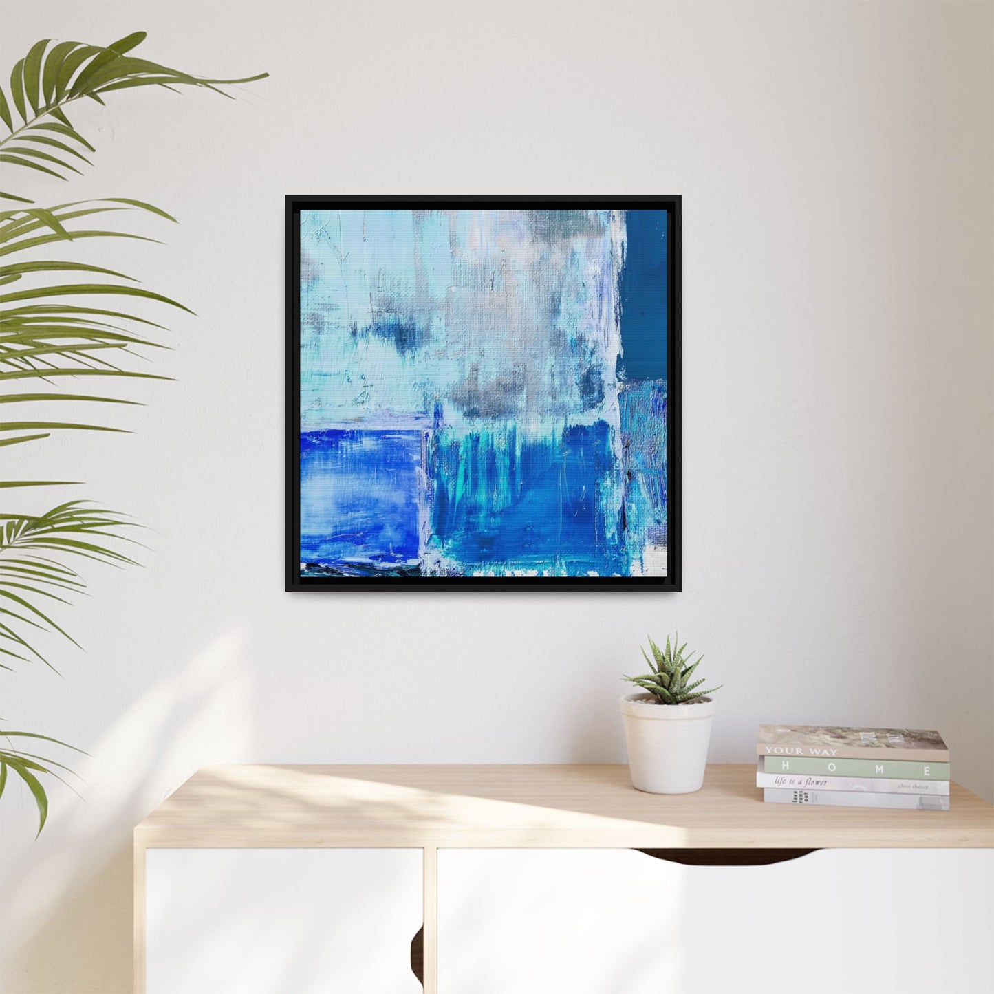 Tableau Beaux Arts Bleu Azur "Série Sign Collections" / Toile encadrée sur caisse américaine