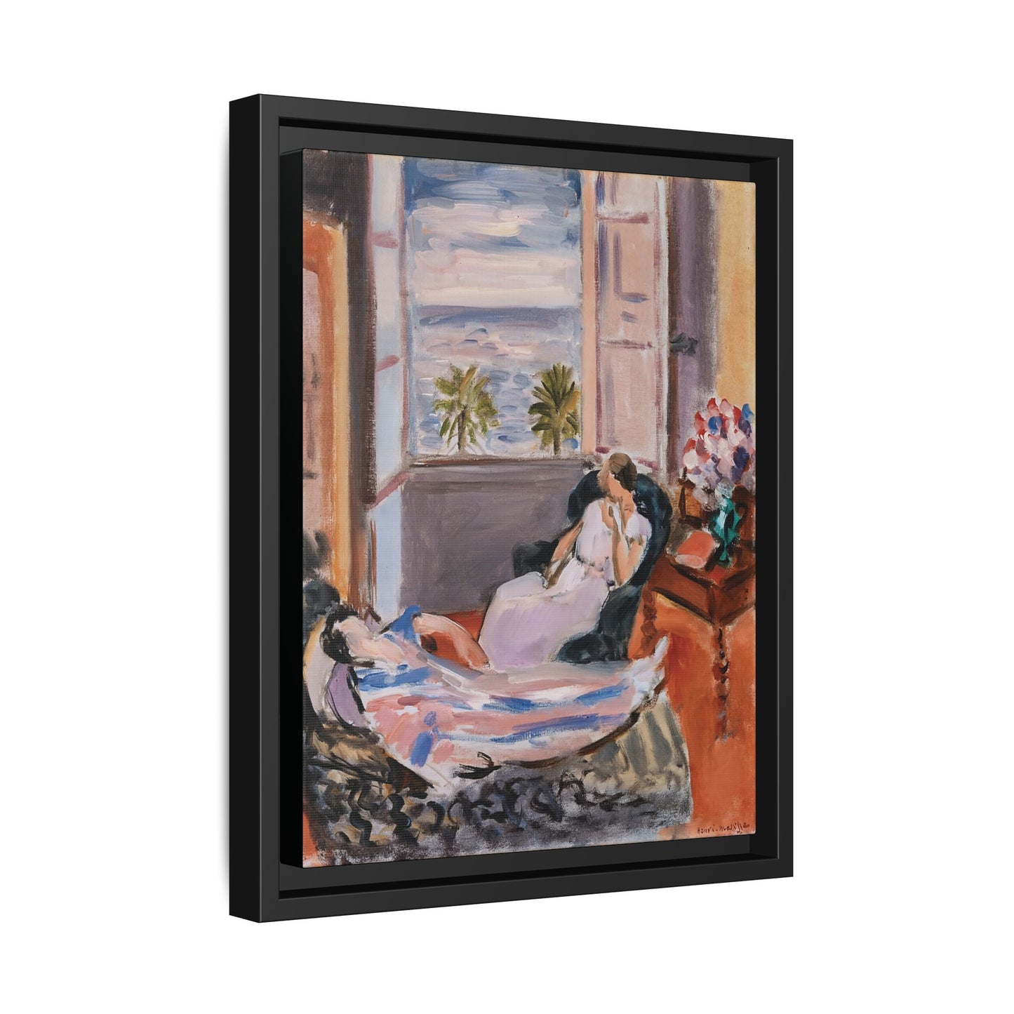 Intérieur à deux personnages, fenêtre ouverte (1922) by Henri Matisse / Toile encadrée sur caisse américaine