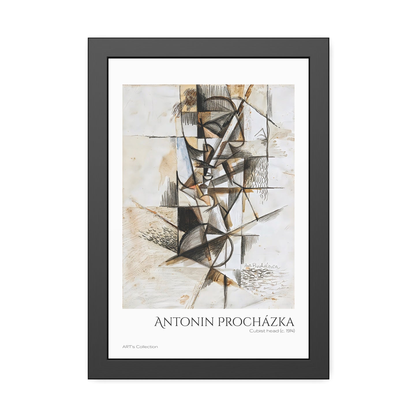 Cubist head (c. 1914) by Antonin Procházka / Affiche Encadrée série ART's Collection