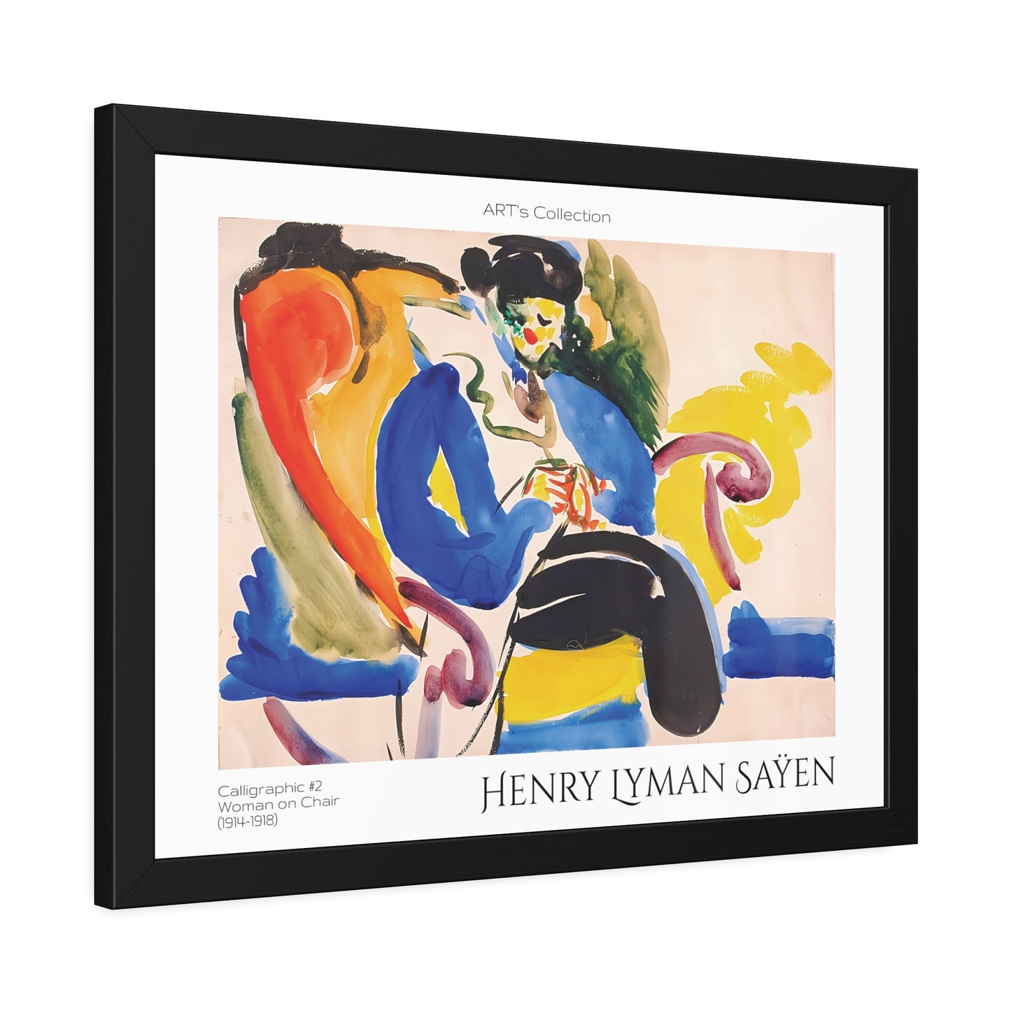 Calligraphic #2 Woman on Chair (1914-1918) by Henry Lyman Saÿen  / Affiche Encadrée série ART's Collection
