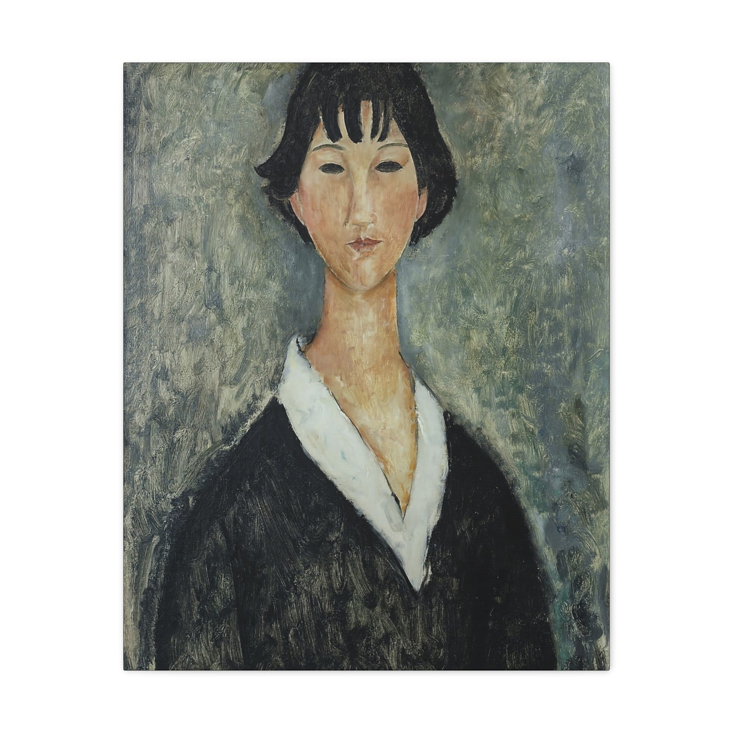 Jeune Fille Aux Cheveux Noirs (1918-1919) by Amedeo Modigliani / Reproduction Fine Art sur Toile / Flanc Large Epaisseur 3.2 cm - 1.25 inch